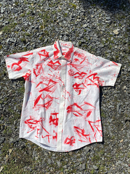 Deme Original Painted Short Sleeve Collared Shirt